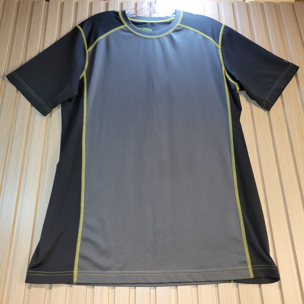 Koppen Mens Medium Grey Athletic Performance T-Shirt Contrast Stitch Tee